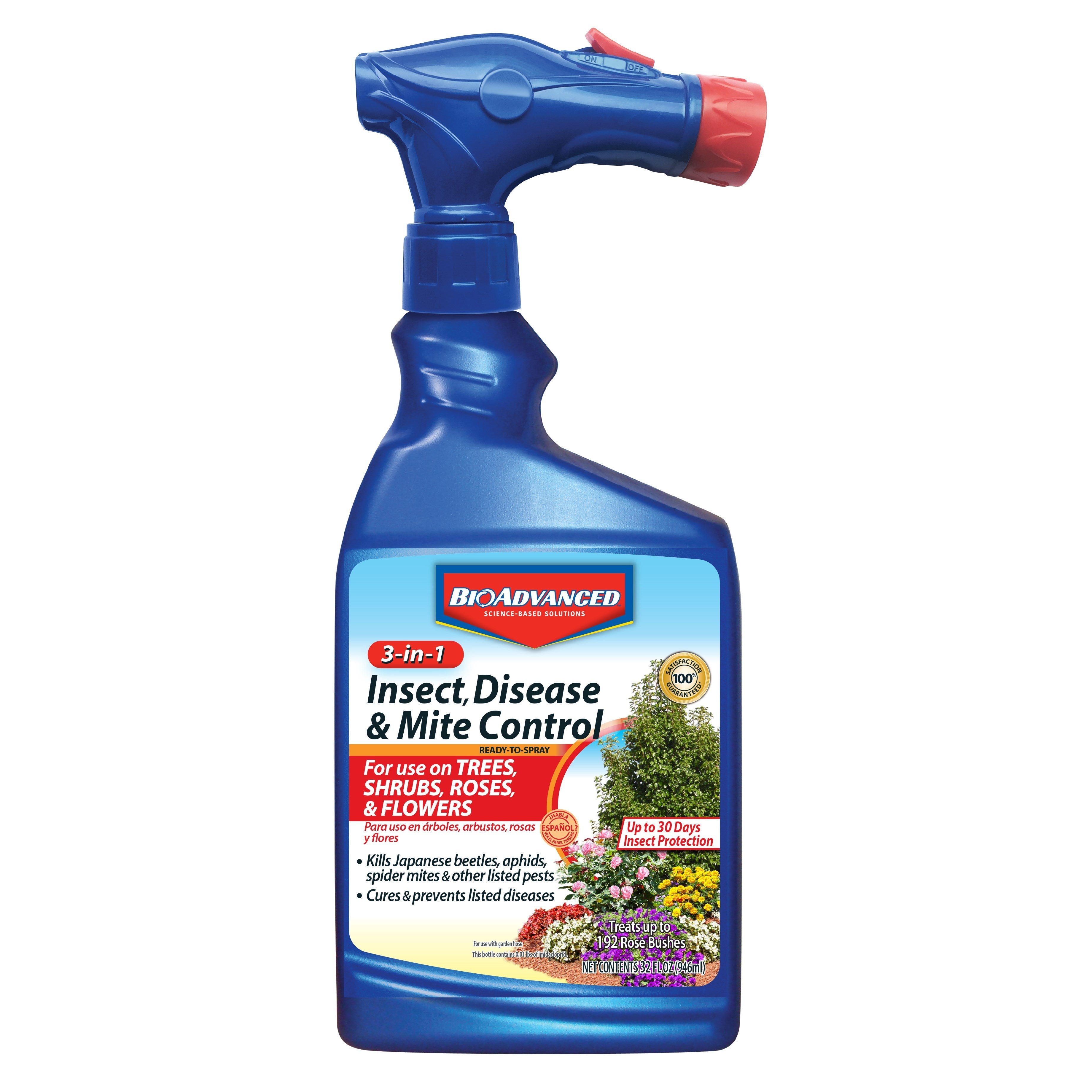 BioAdvanced® 3-in-1 Insect, Disease & Mite Control - 32oz Ready-to-Spray - Hose End Connection - Imidacloprid 0.47%
