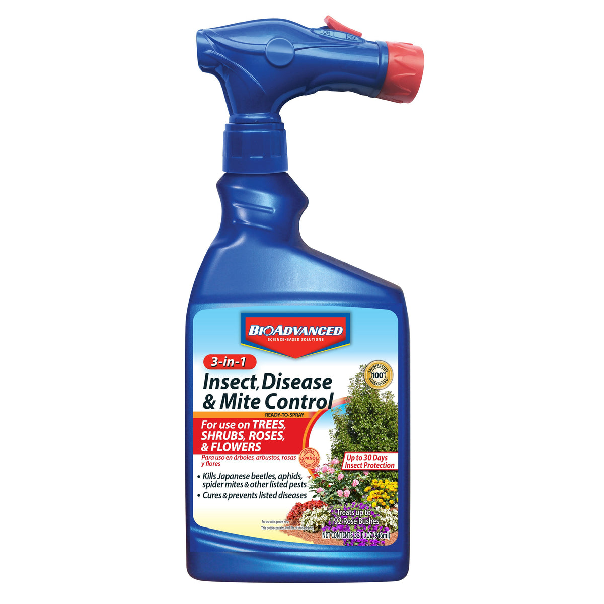 BioAdvanced® 3-in-1 Insect, Disease & Mite Control - 32oz Ready-to-Spray - Hose End Connection - Imidacloprid 0.47%