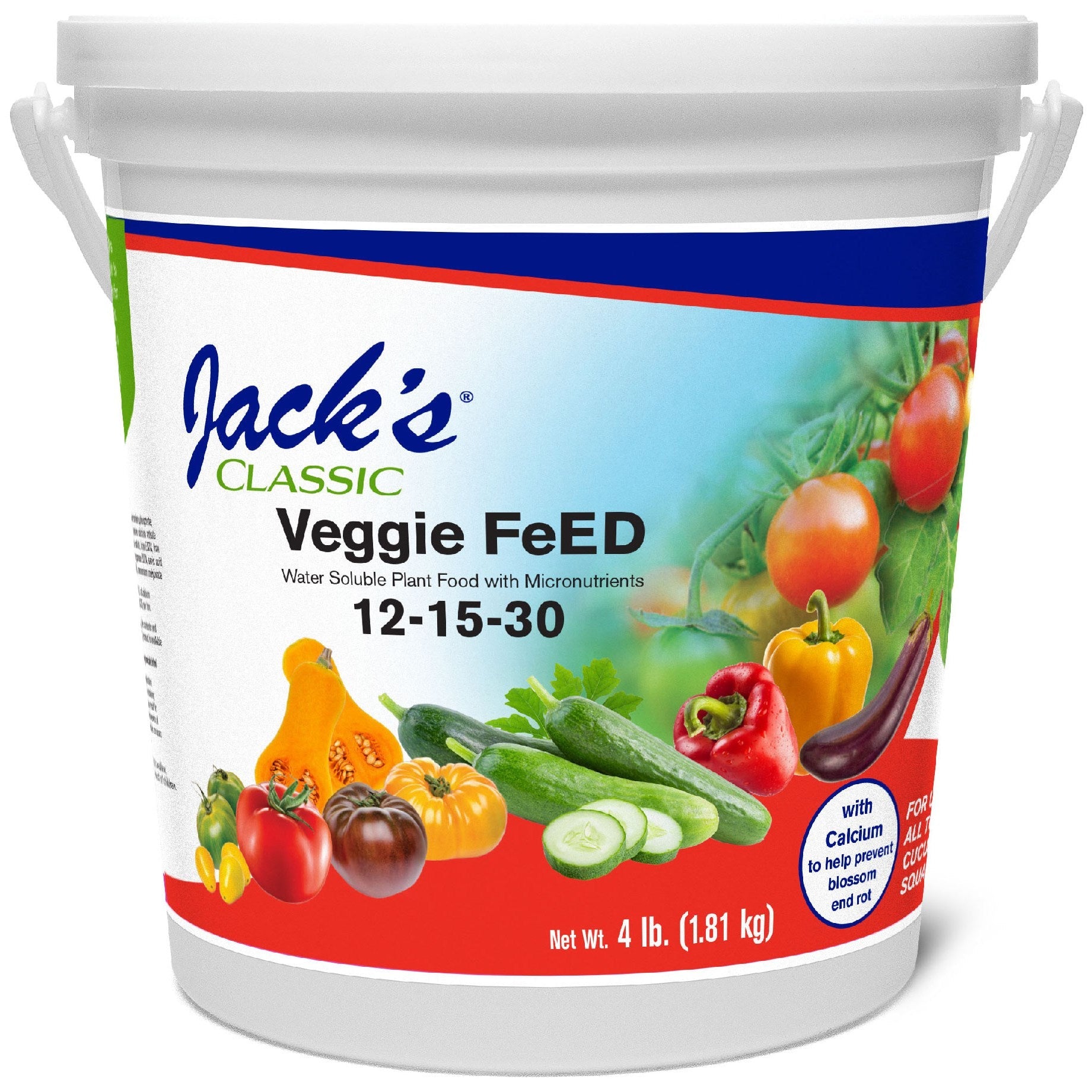 Jack's Classic® Veggie FeED 12-15-30 Fertilizer - 4lb - For Tomatoes, Peppers, Cucumbers, Eggplant, and More