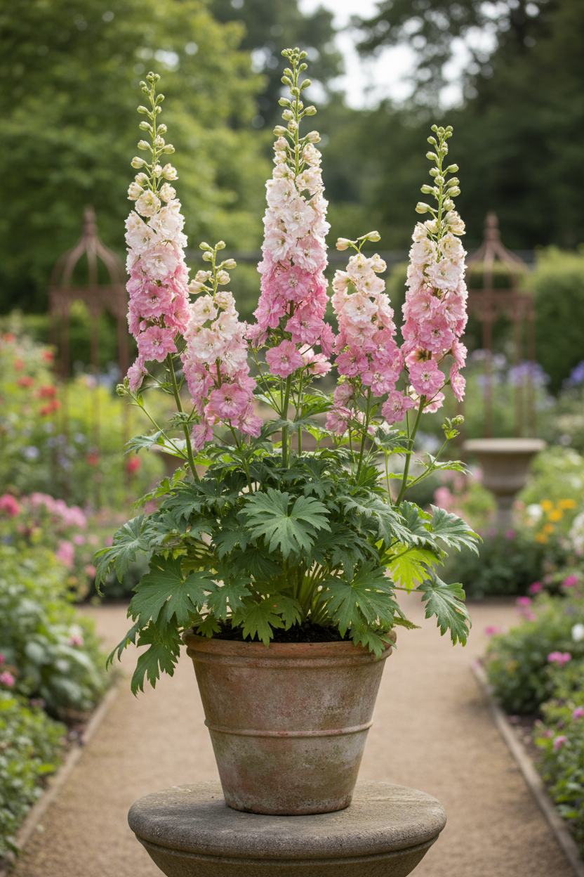 Delphinium Larkspur White and Dark Bee